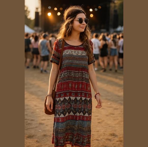 unknown Dresses & Skirts - Gauze Tribal Print Maxi Dress